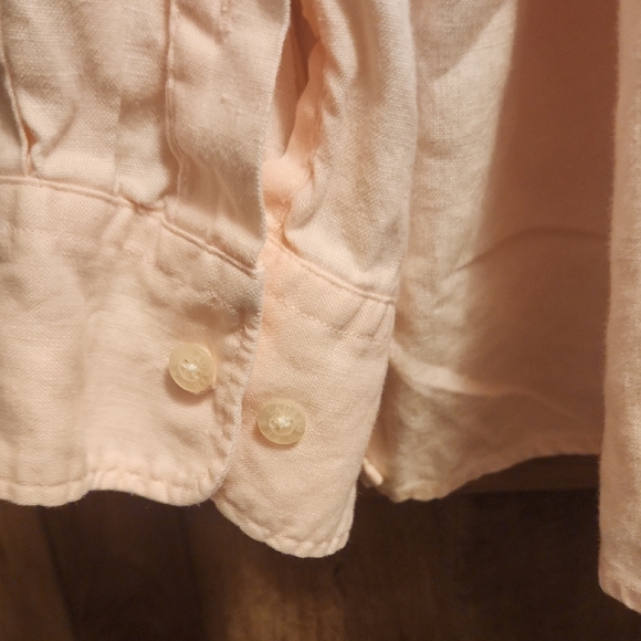 Lauren Ralph Lauren Light Pink Button-Up Plus Size Shirt - 100% Linen - Picture 8 of 8